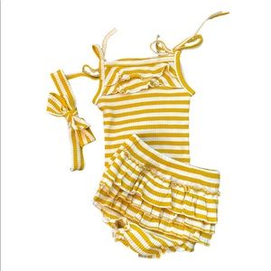 Brand new without tags yellow and white striped 3 piece set.